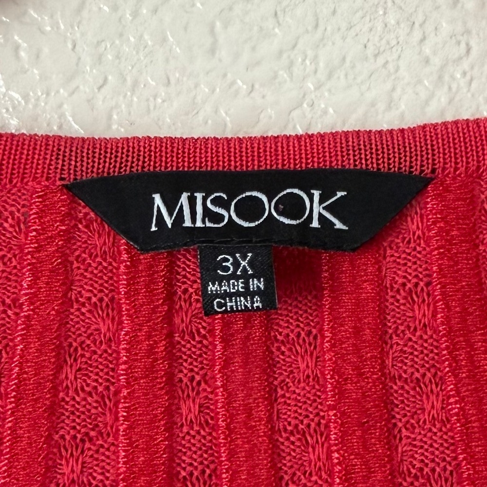 Misook Cardigan Sweater Womens 3X Coral Textured Knit Open Front 3/4 Sleeve - Picture 10 of 12